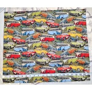 Vintage Cars Vans Fat Quarter 100% Cotton 18 x 21-inches Rustic Style Sewing NEW